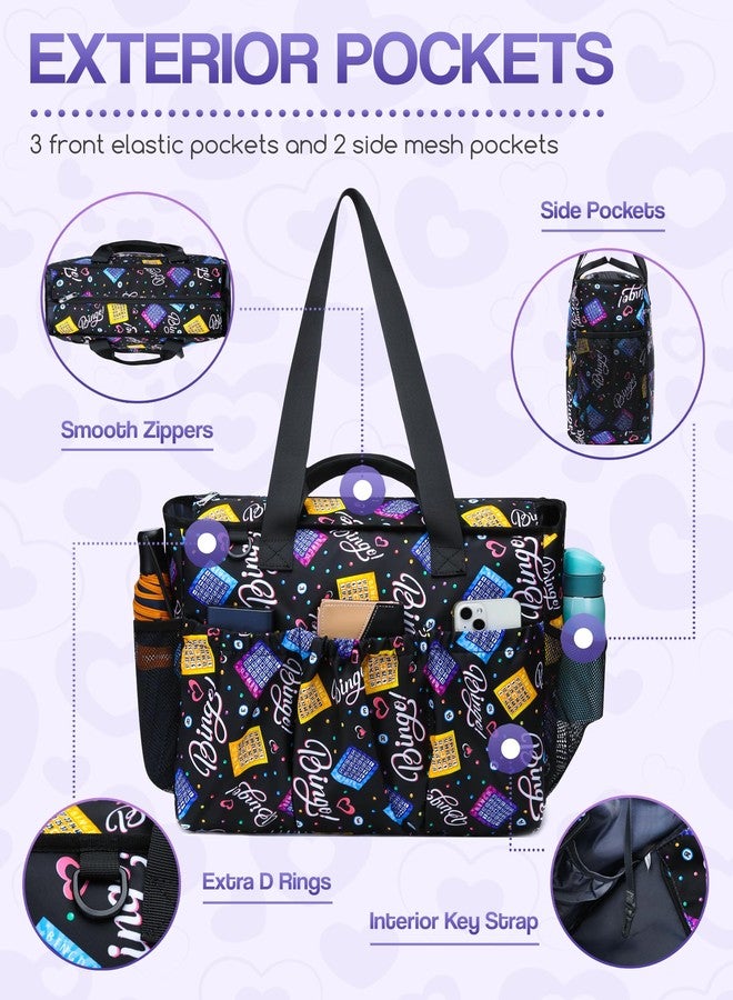 FOKDUVB Bingo Tote Bag with Pockets - Large Bingo Dauber Bag for Women & Adults - Image 4